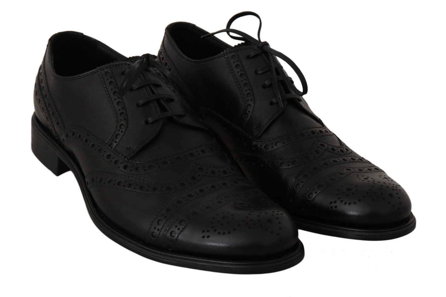 Dolce &amp; Gabbana Elegant sort læder Derby Wingtip Dress Sko