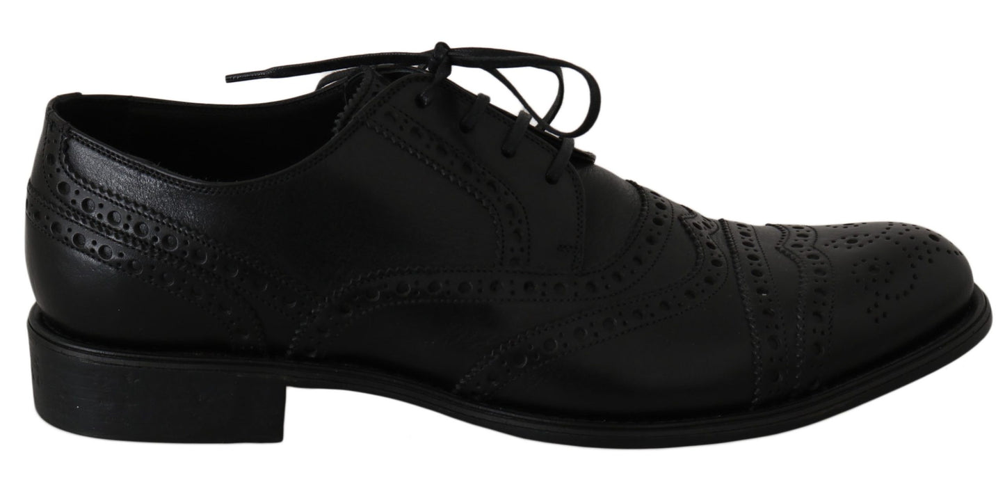 Dolce &amp; Gabbana Elegant sort læder Derby Wingtip Dress Sko