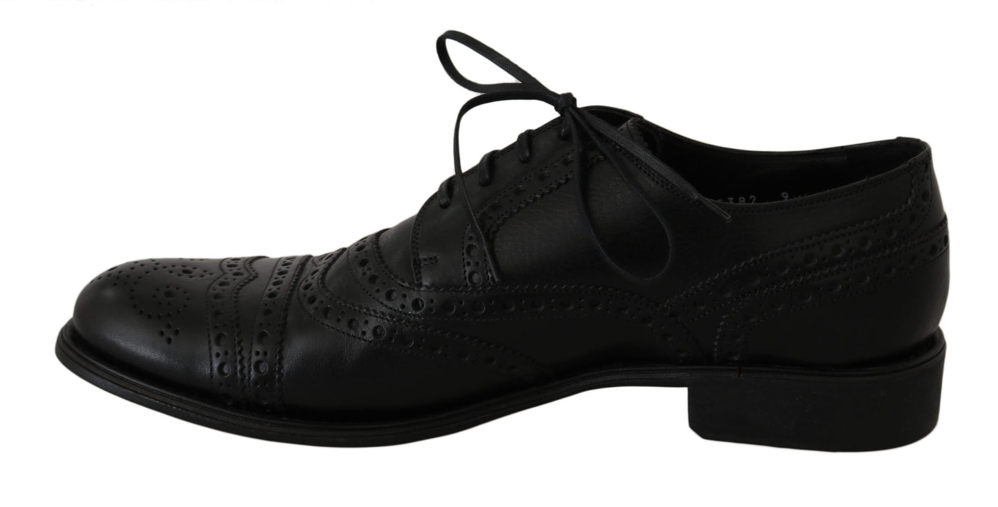 Dolce &amp; Gabbana Elegant sort læder Derby Wingtip Dress Sko