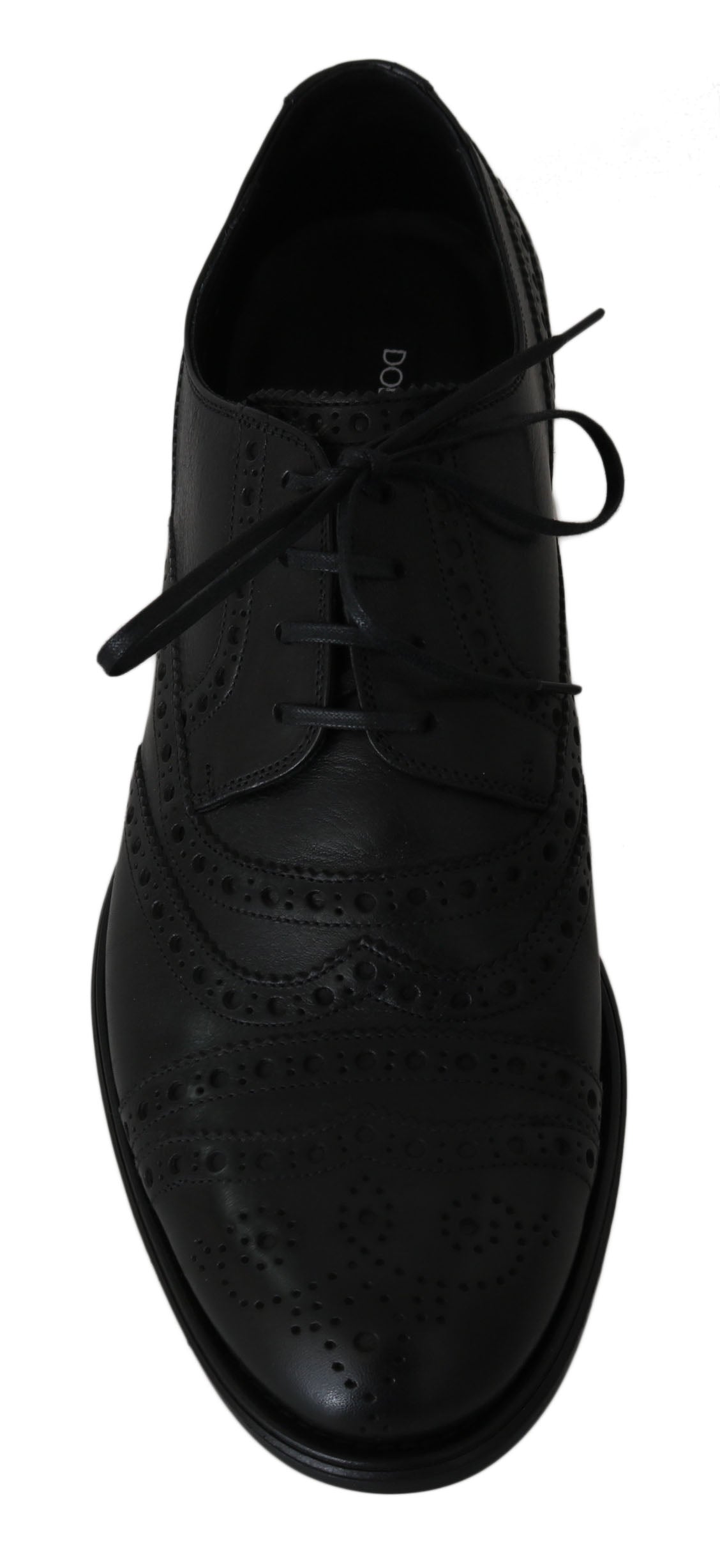 Dolce &amp; Gabbana Elegant sort læder Derby Wingtip Dress Sko