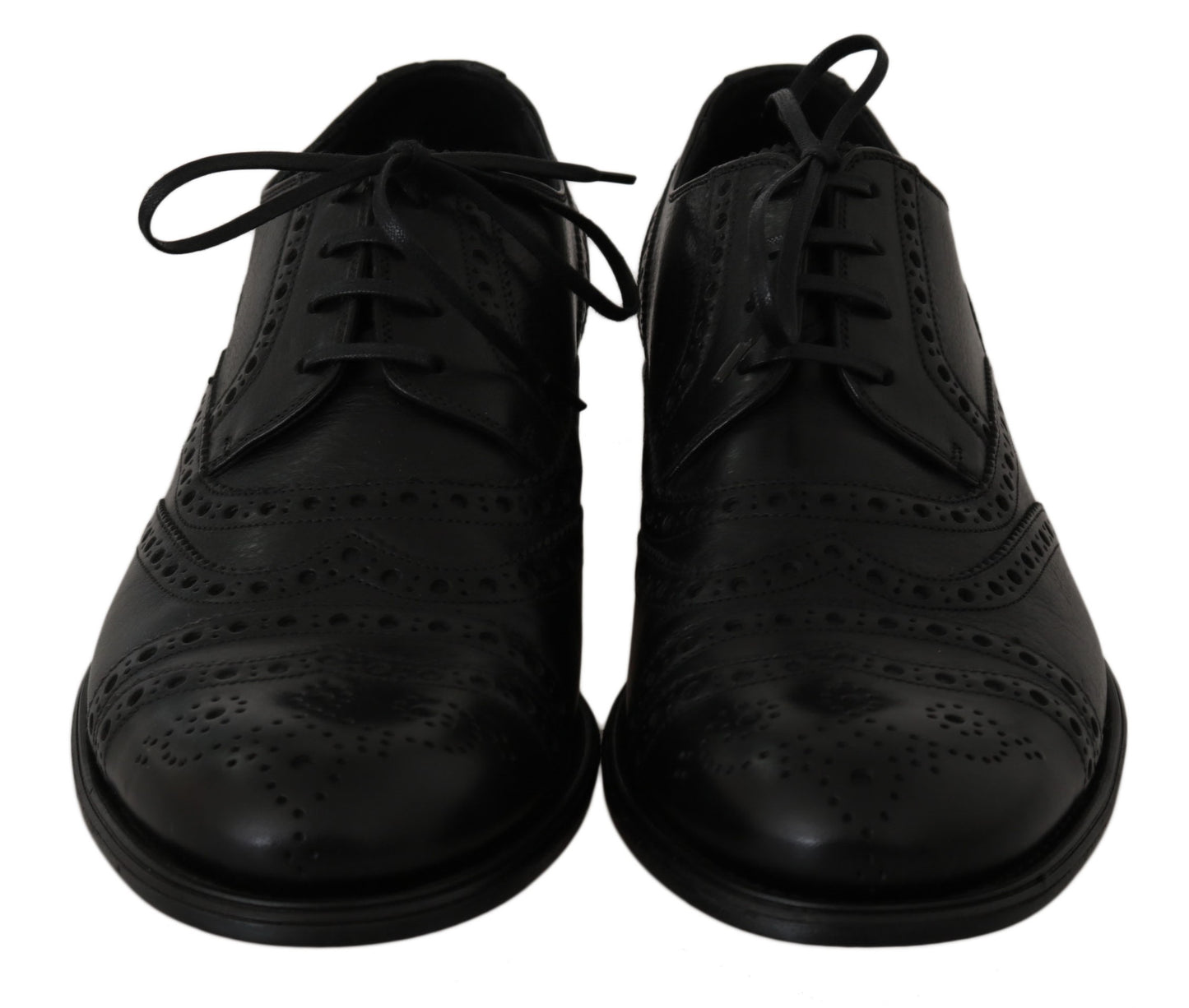 Dolce &amp; Gabbana Elegant sort læder Derby Wingtip Dress Sko