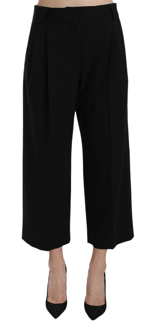 Pantaloni eleganti din bumbac negru Dolce &amp; Gabbana