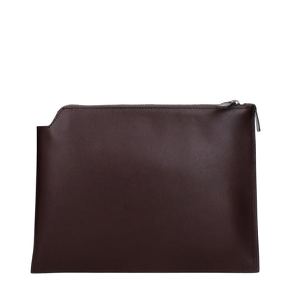 Pineider Brown Leather Clutch Bags