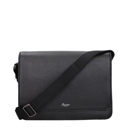 Pineider Black Leather Crossbody Bags