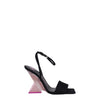 The Attico Black Satin Stiletto Heels Sandals